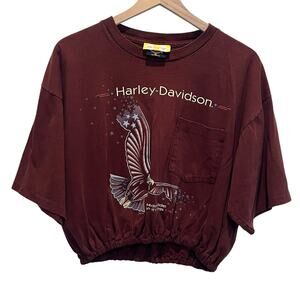 Vintage Harley Davidson Reworked Cropped Tee Size XL